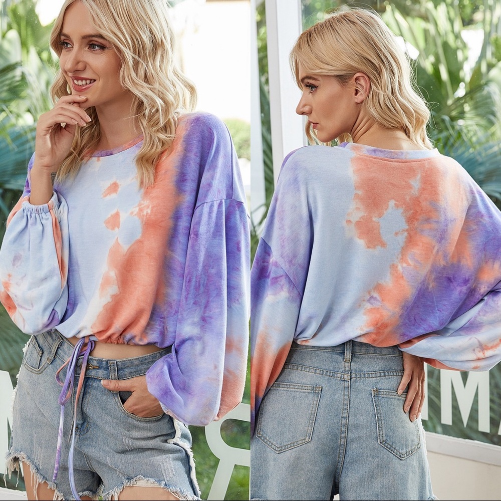 🆕Tie Dye Long Balloon Sleeve Top Light